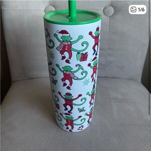 STARBUCKS x Roller Rabbit 2025 Christmas Tumbler 24oz Cup w Lid & Straw NEW
